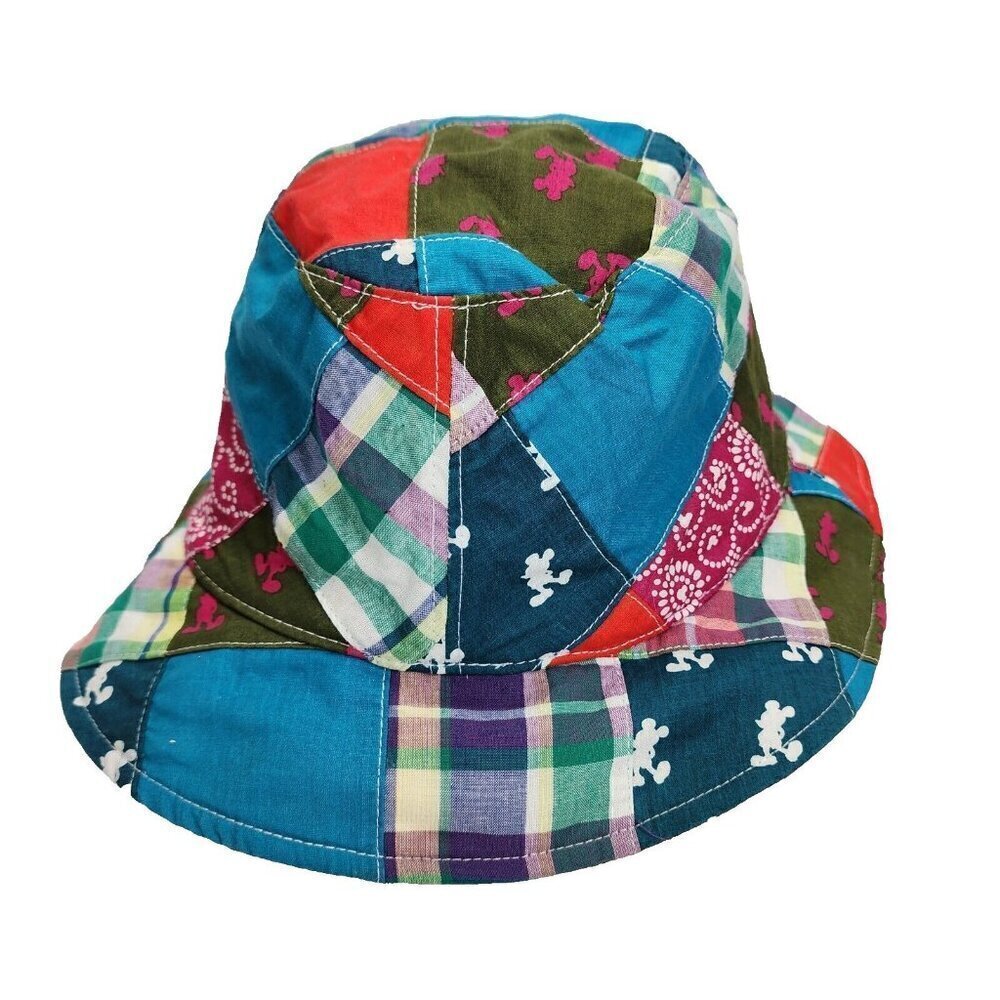 Walt Disney World Parks Patchwork Adult Pink Bucket Hat Mickey Mouse Madras OS